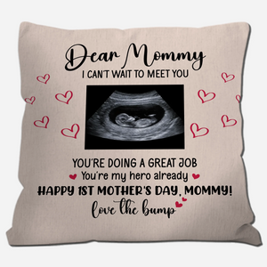 Custom Picture Throw Pillow – Love The Bump First Mother's Day Gift