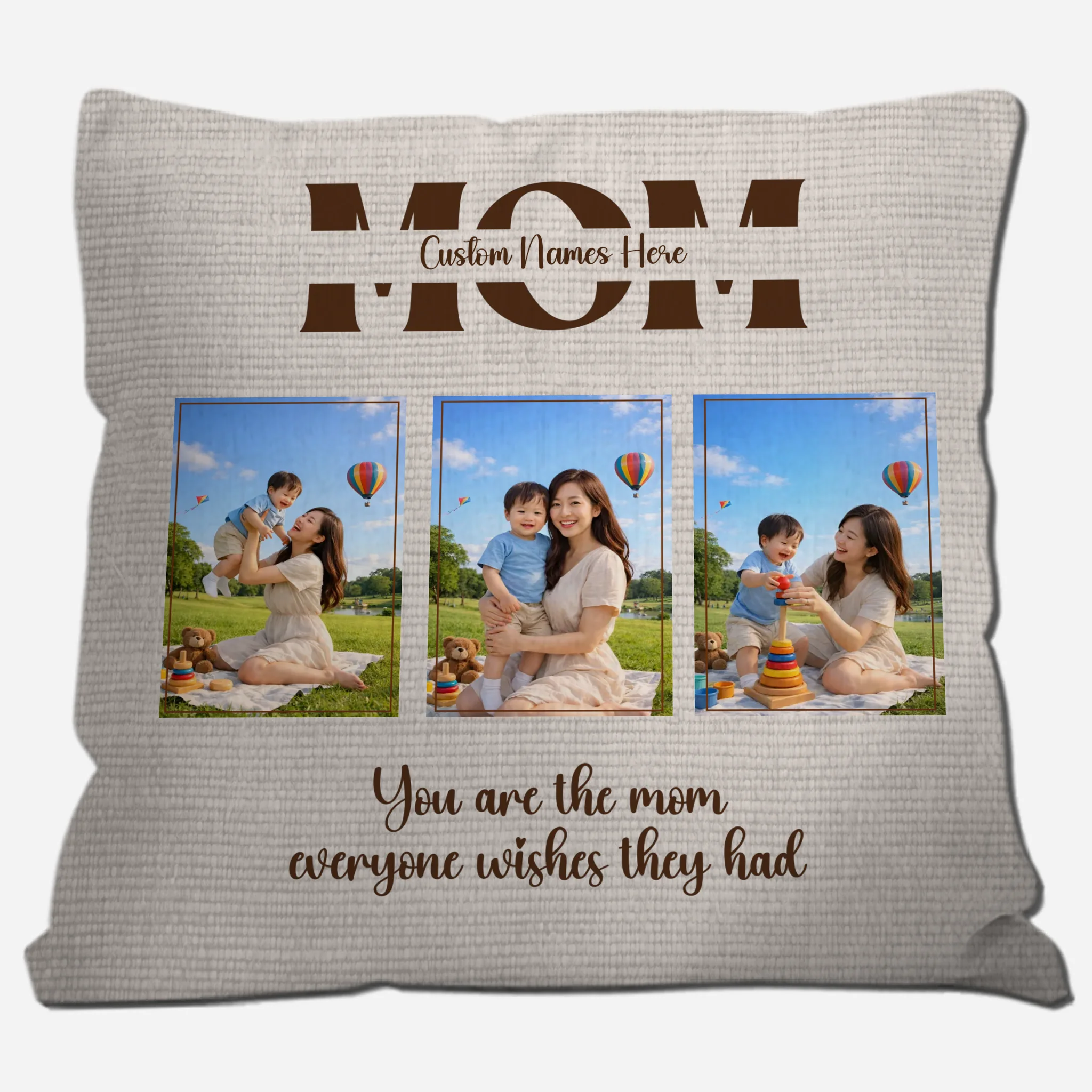 Customized Throw Pillow – Split MOM Text Name Gift For Mother