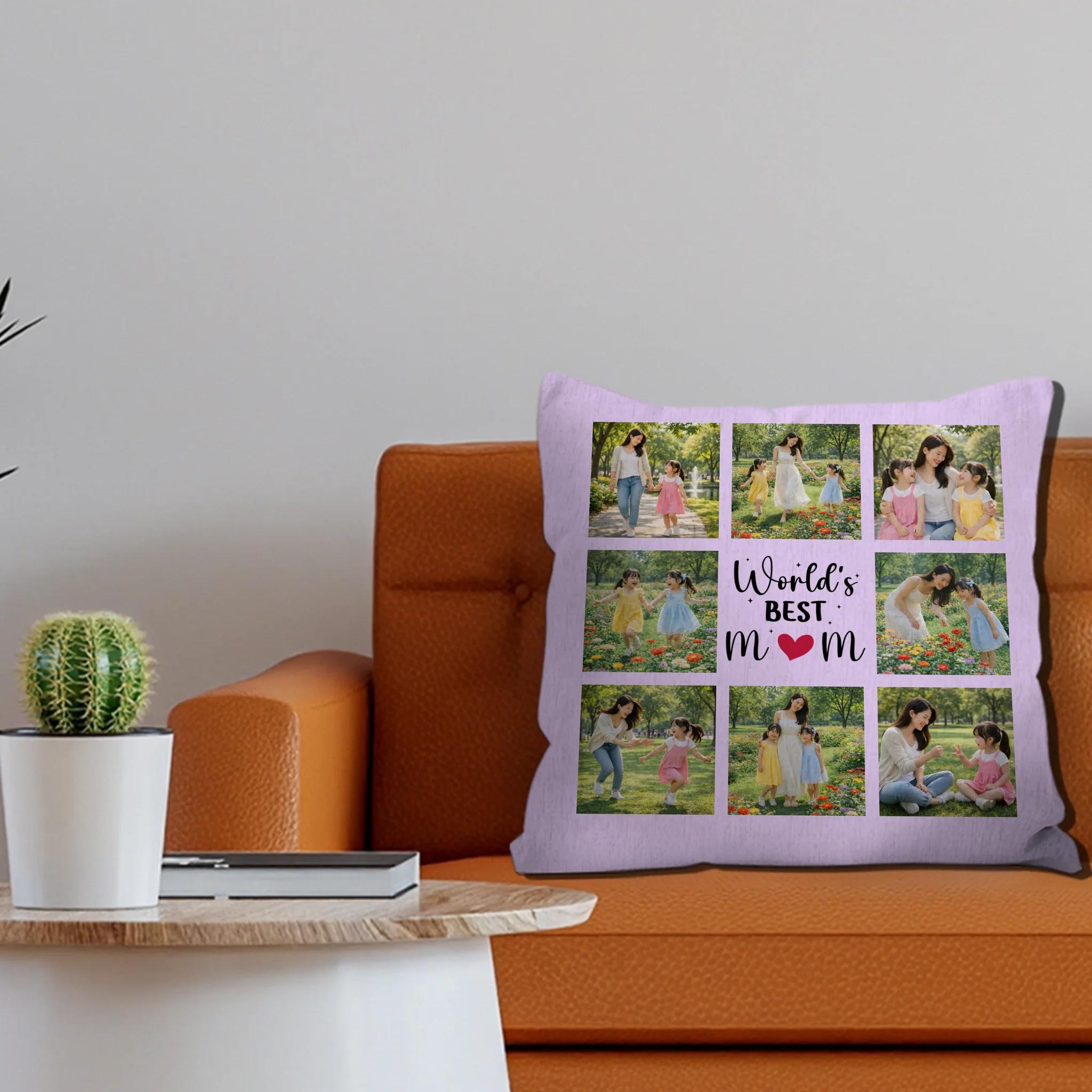 Customized World's Best Mom Pillow – Heart Text Mother Gift