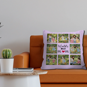 Customized World's Best Mom Pillow – Heart Text Mother Gift
