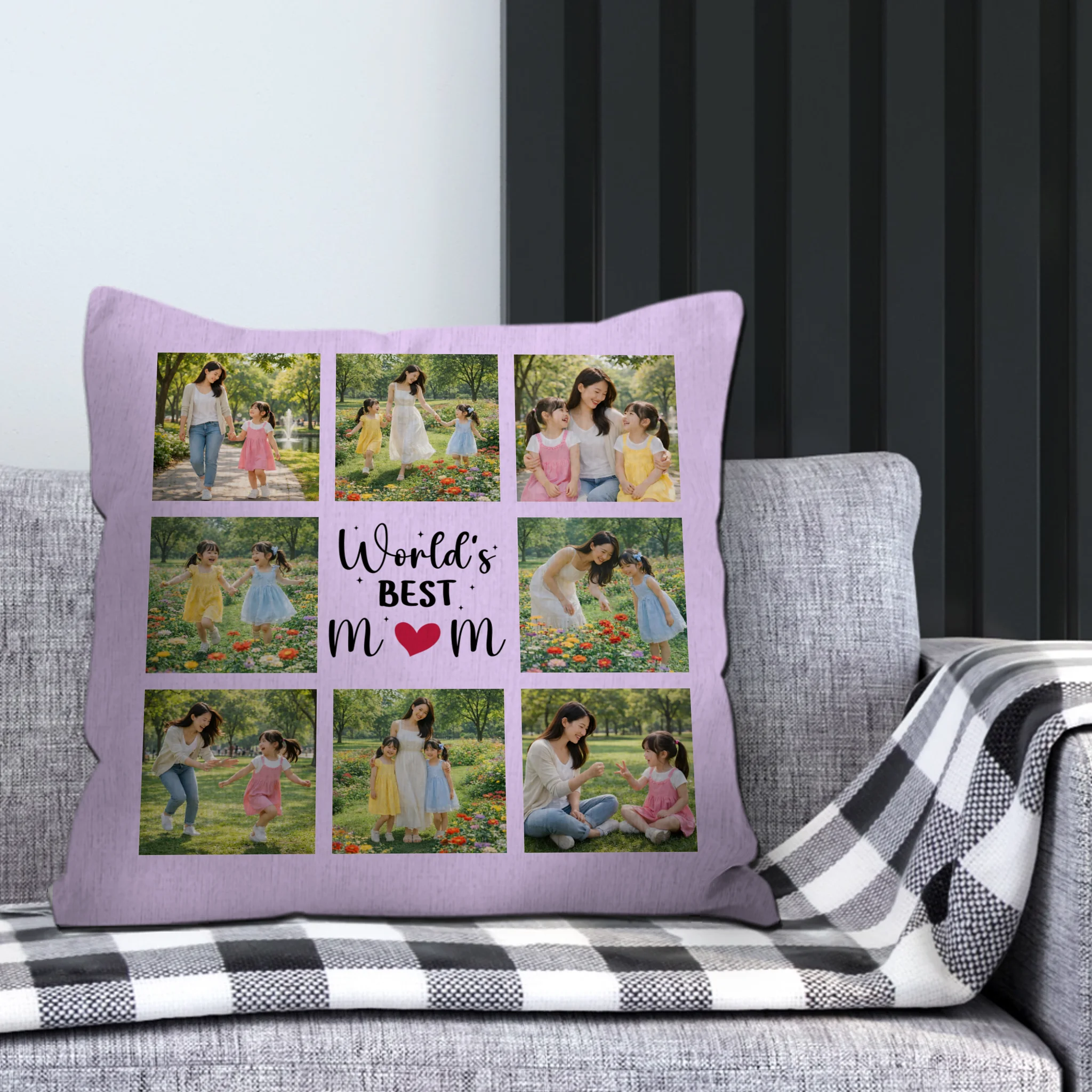 Customized World's Best Mom Pillow – Heart Text Mother Gift