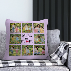 Customized World's Best Mom Pillow – Heart Text Mother Gift