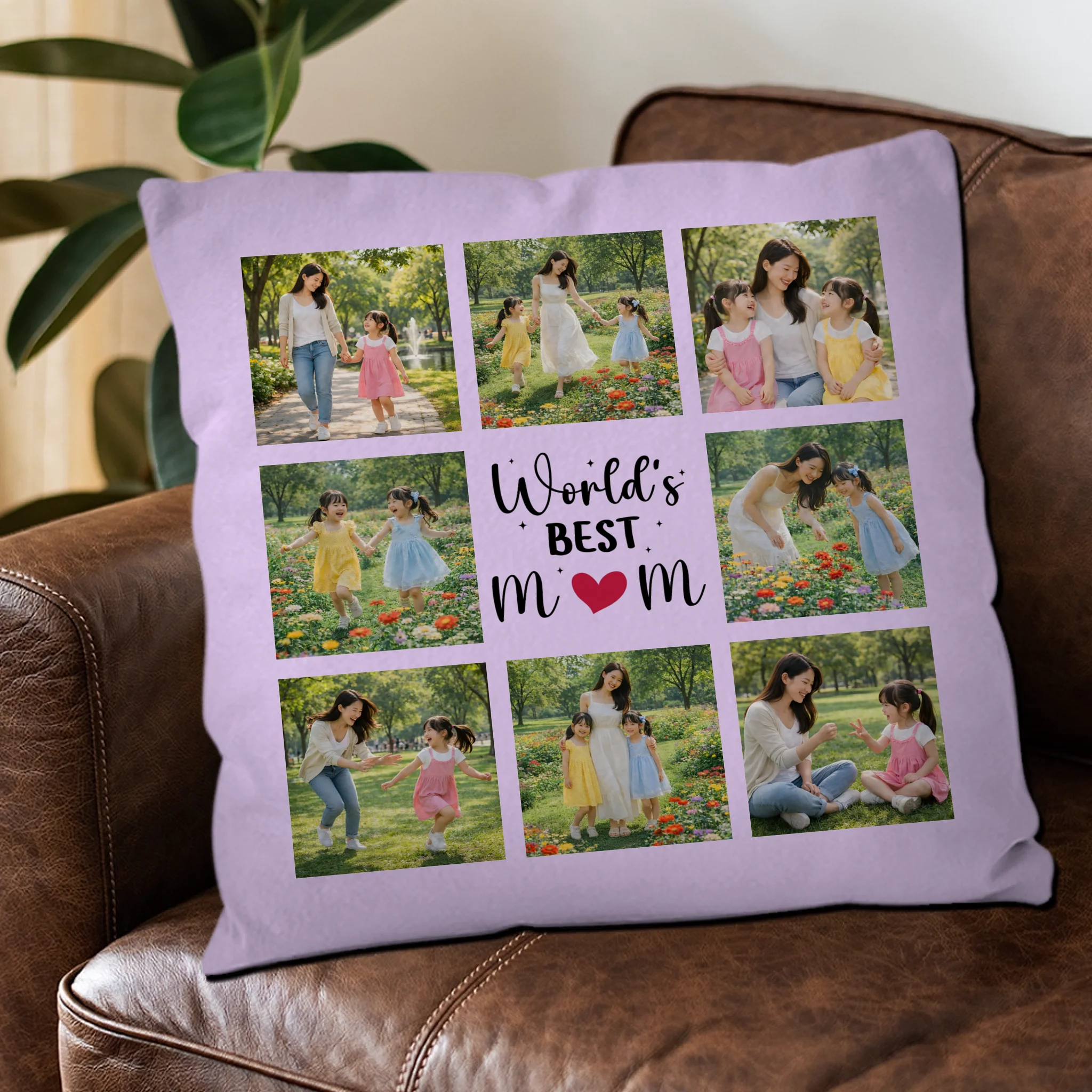 Customized World's Best Mom Pillow – Heart Text Mother Gift