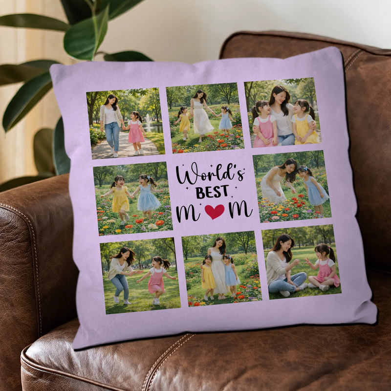 Customized World's Best Mom Pillow – Heart Text Mother Gift