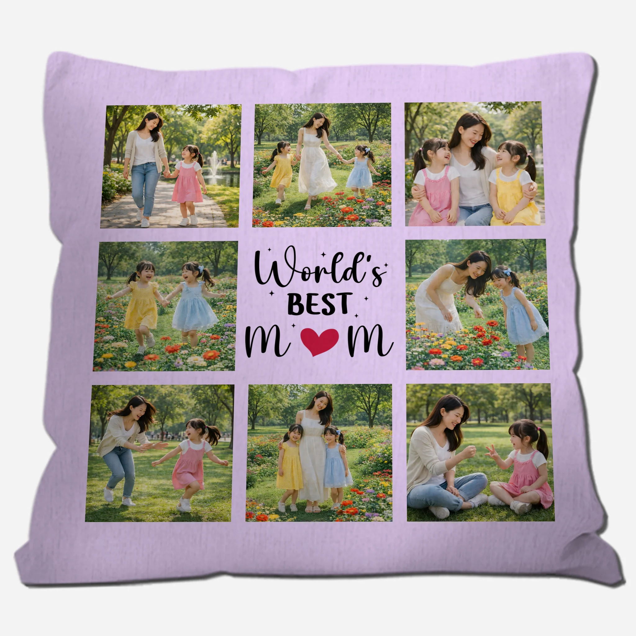 Customized World's Best Mom Pillow – Heart Text Mother Gift