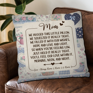 Customized Throw Pillow For Mother – Vintage Floral Gift with Custom Kids Names