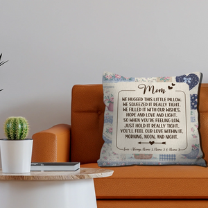 Customized Throw Pillow For Mother – Vintage Floral Gift with Custom Kids Names