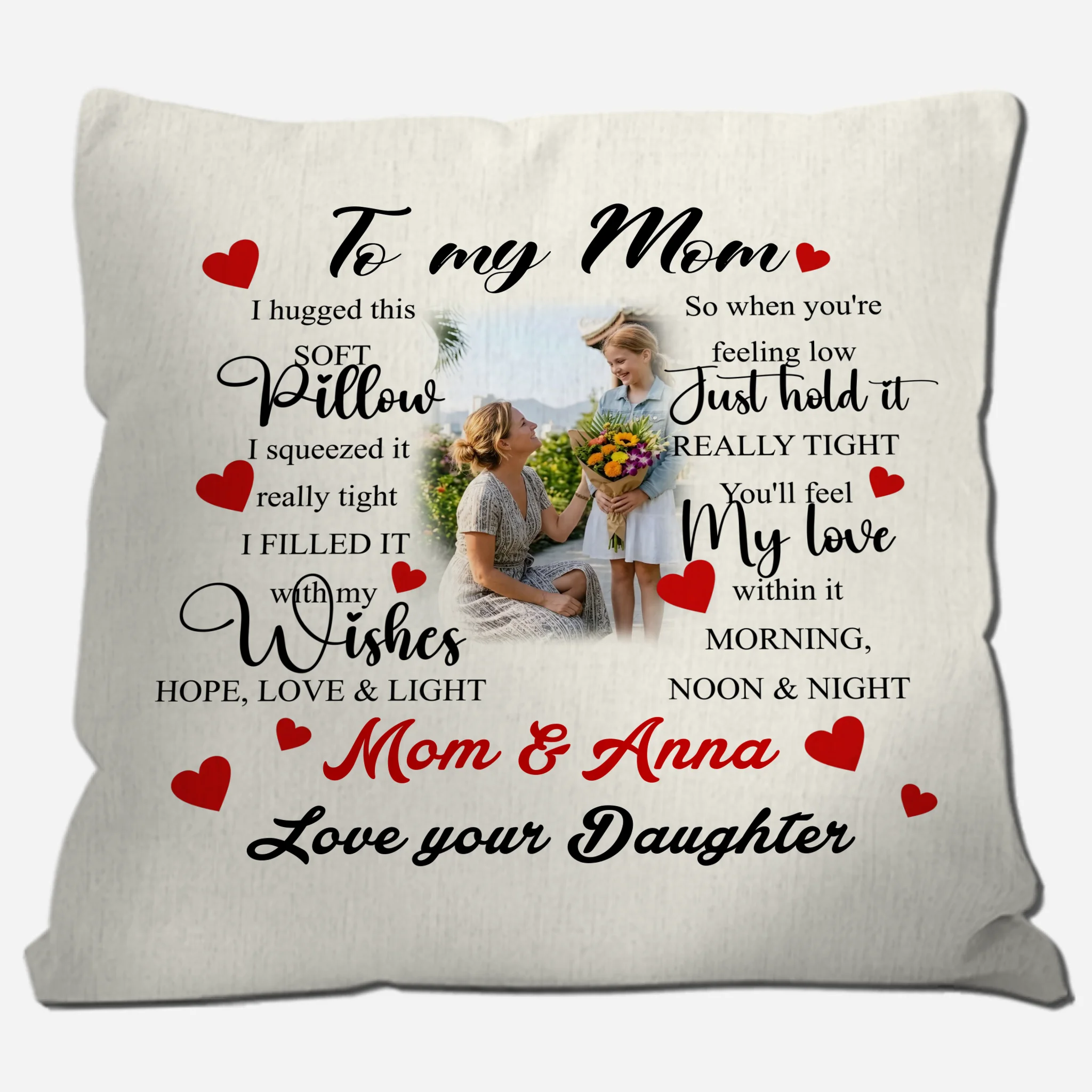 Personalized To My Mom Throw Pillow – I Hugged This Soft Gift