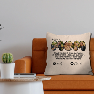 Bespoke Multi-Photo Pet Throw Pillow For Mother – Paw Print Dog Mom Gift