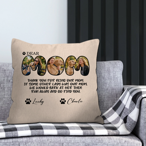 Bespoke Multi-Photo Pet Throw Pillow For Mother – Paw Print Dog Mom Gift
