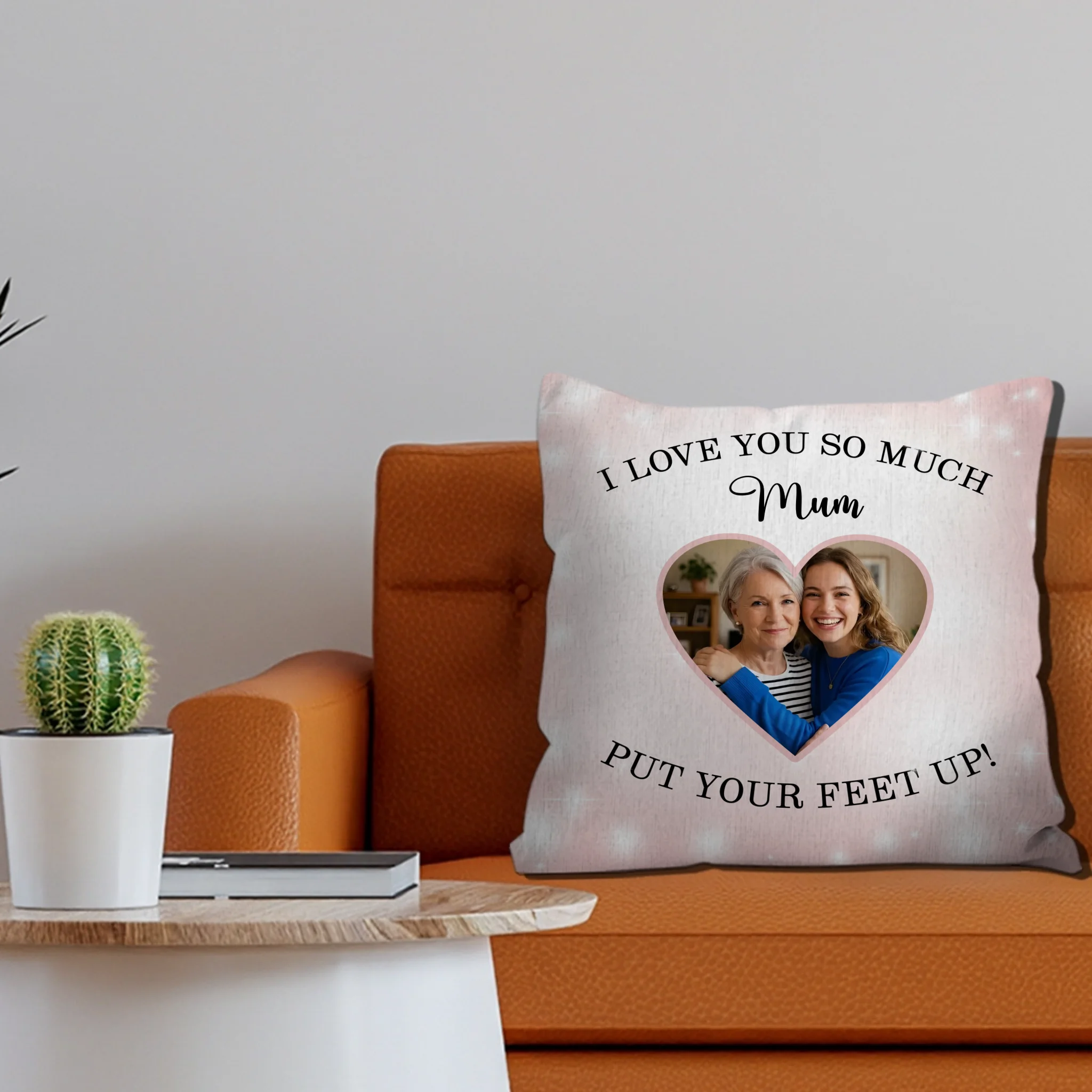 Customized Mum Photo Throw Pillow – Put Your Feet Up Glitter Gift