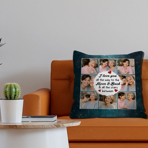 Customized Starry Night Sky Throw Pillow – Love You To The Moon Mother Gift