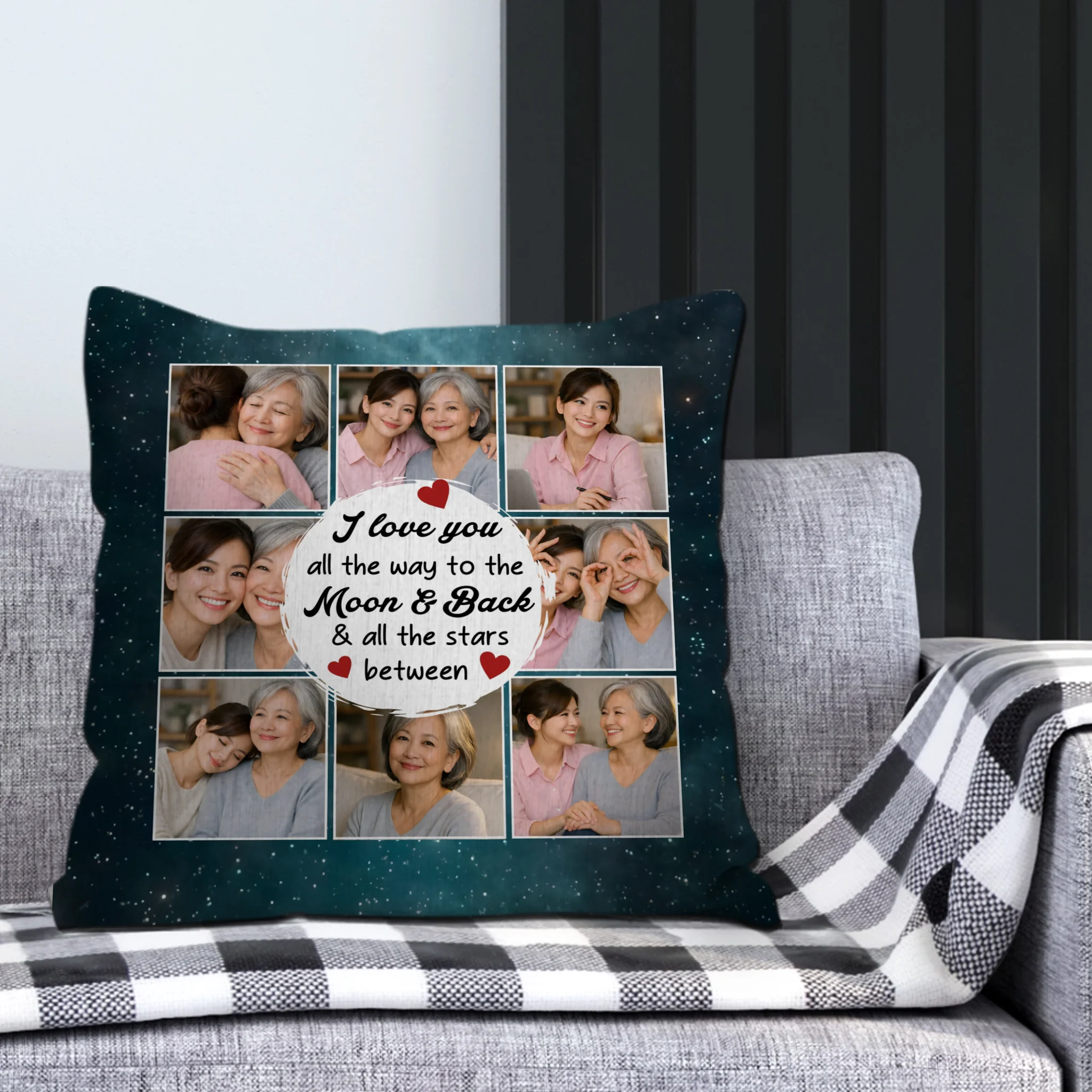 Customized Starry Night Sky Throw Pillow – Love You To The Moon Mother Gift