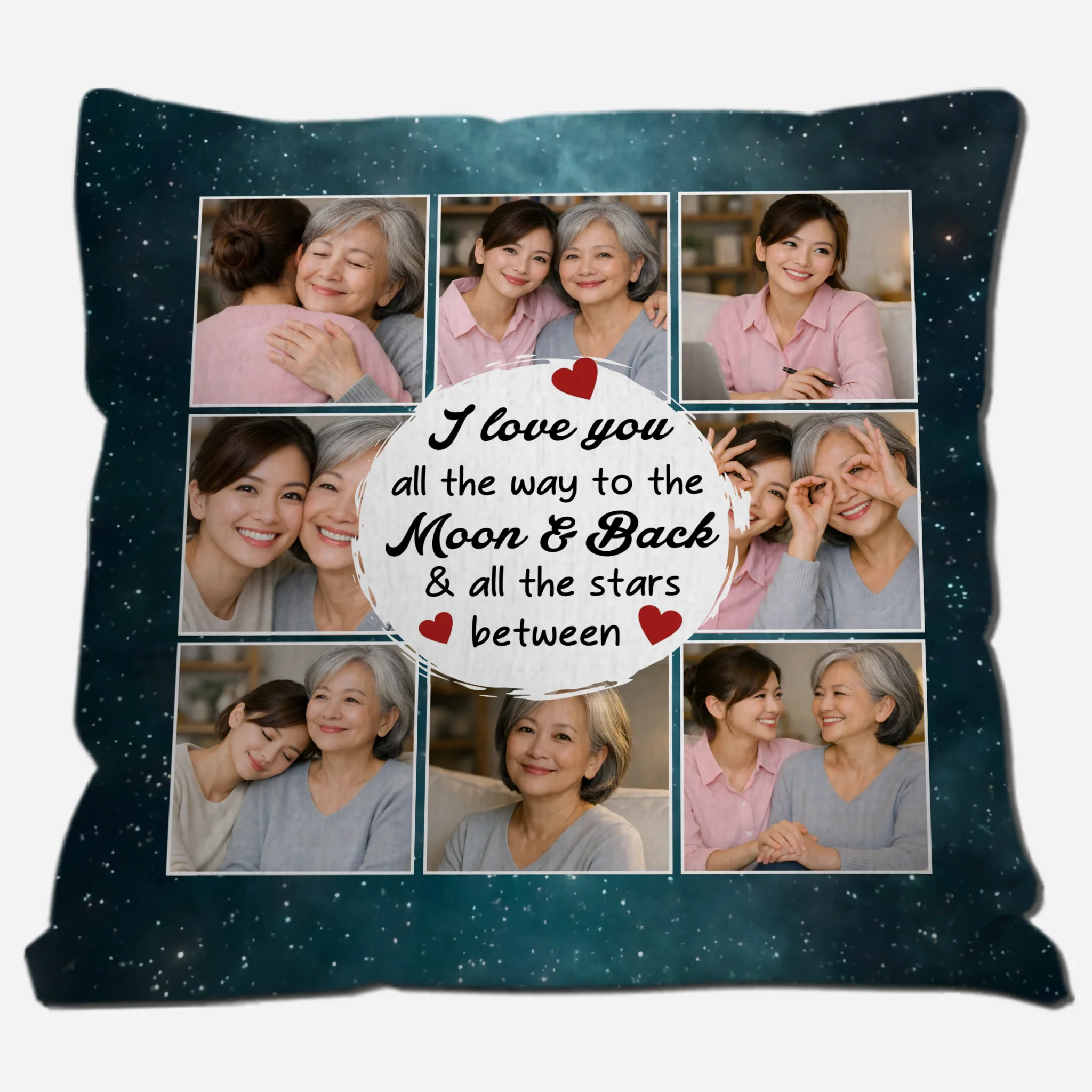 Customized Starry Night Sky Throw Pillow – Love You To The Moon Mother Gift