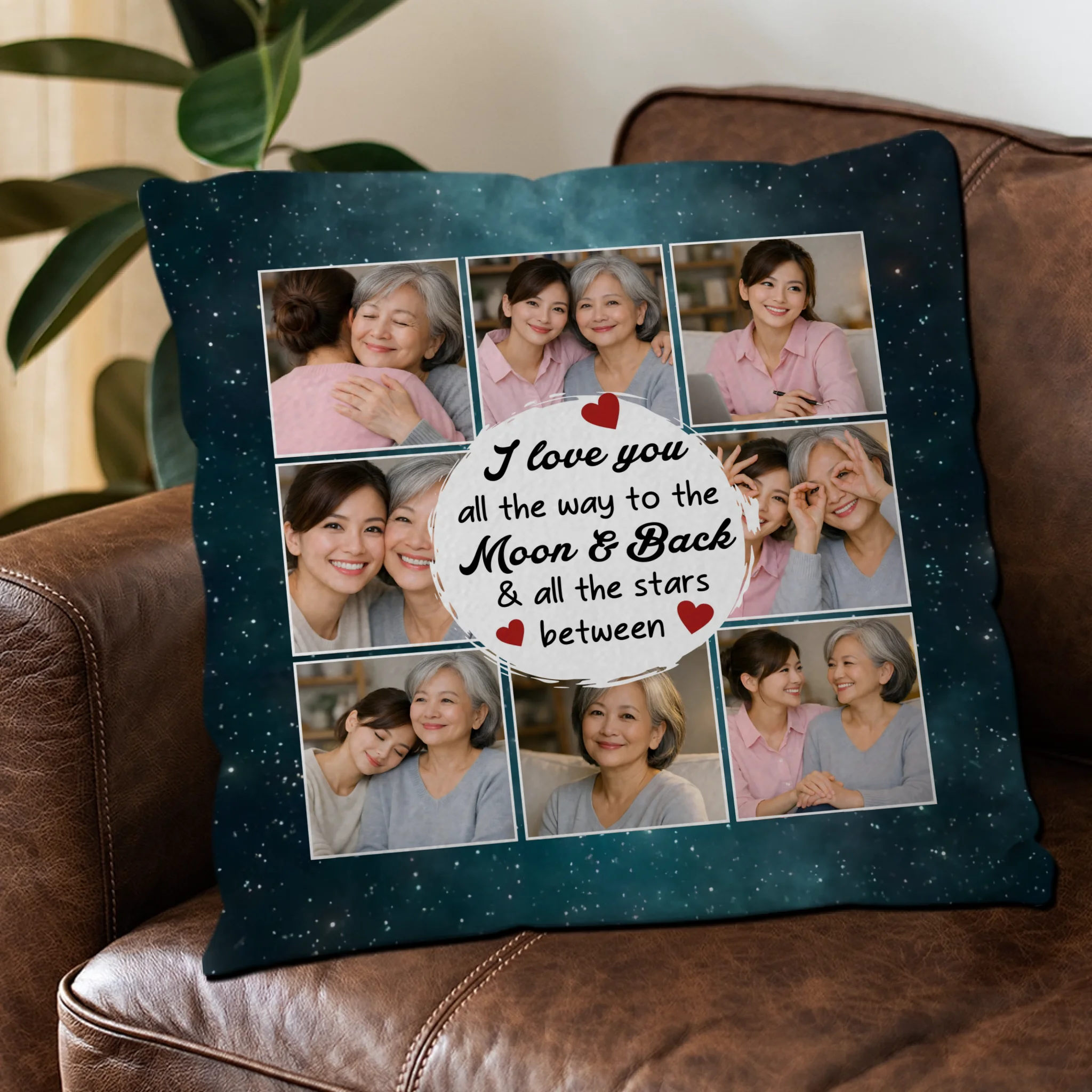 Customized Starry Night Sky Throw Pillow – Love You To The Moon Mother Gift