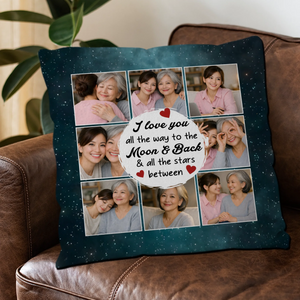 Customized Starry Night Sky Throw Pillow – Love You To The Moon Mother Gift