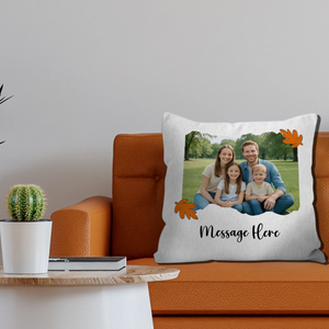 Personalized Family Photo Torn Edge Throw Pillow – Autumn Leaves Gift