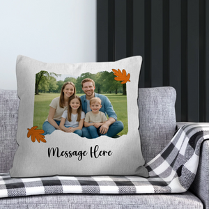 Personalized Family Photo Torn Edge Throw Pillow – Autumn Leaves Gift