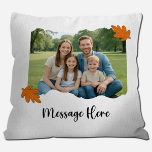 Personalized Family Photo Torn Edge Throw Pillow – Autumn Leaves Gift