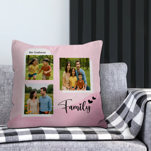 Unique Family Photo Pillow – Gradient Hearts Keepsake Gift