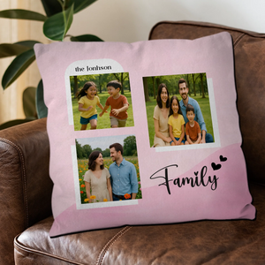 Unique Family Photo Pillow – Gradient Hearts Keepsake Gift