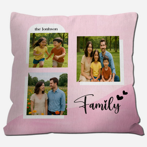 Unique Family Photo Pillow – Gradient Hearts Keepsake Gift