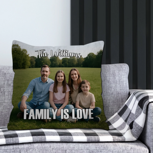 Bespoke Full Photo Print Throw Pillow – Custom Family Text Gift