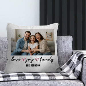 Love Joy Family Custom Pillow – Family Photo Pillow Gift