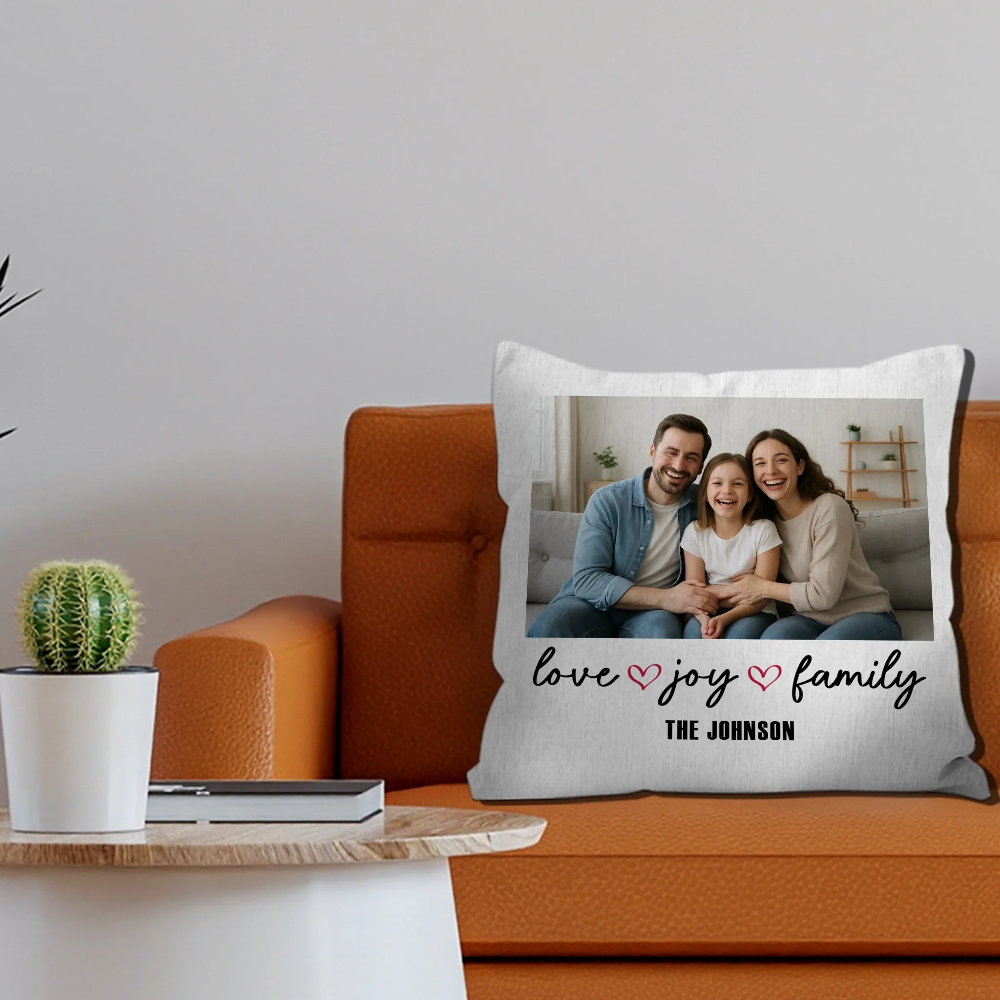 Love Joy Family Custom Pillow – Family Photo Pillow Gift
