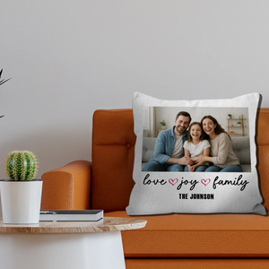 Love Joy Family Custom Pillow – Family Photo Pillow Gift