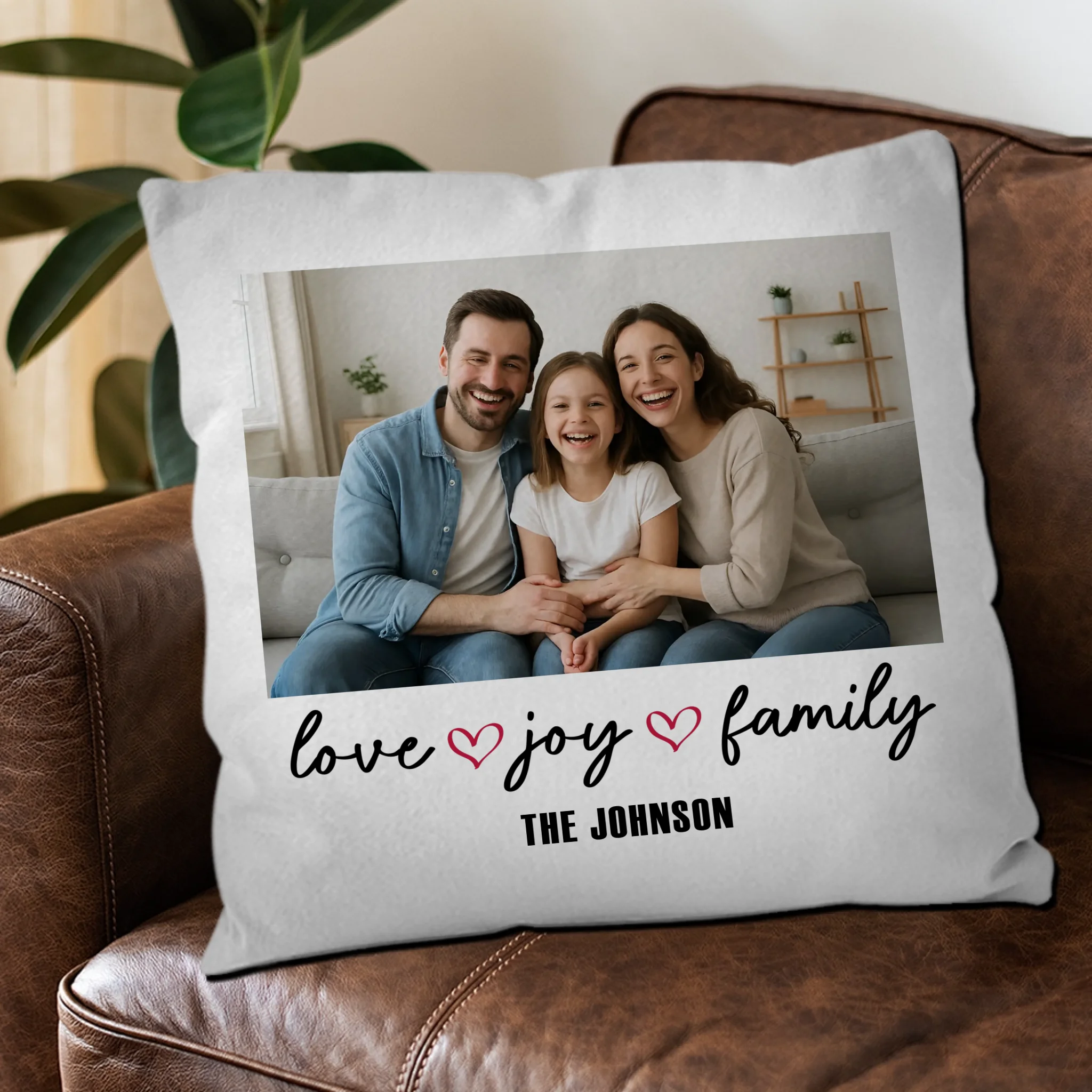 Love Joy Family Custom Pillow – Family Photo Pillow Gift