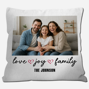 Love Joy Family Custom Pillow – Family Photo Pillow Gift