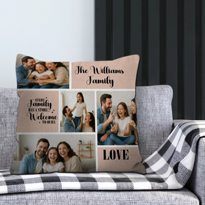 Personalized Family Has A Story Custom Pillow – Multi-Photo Grid