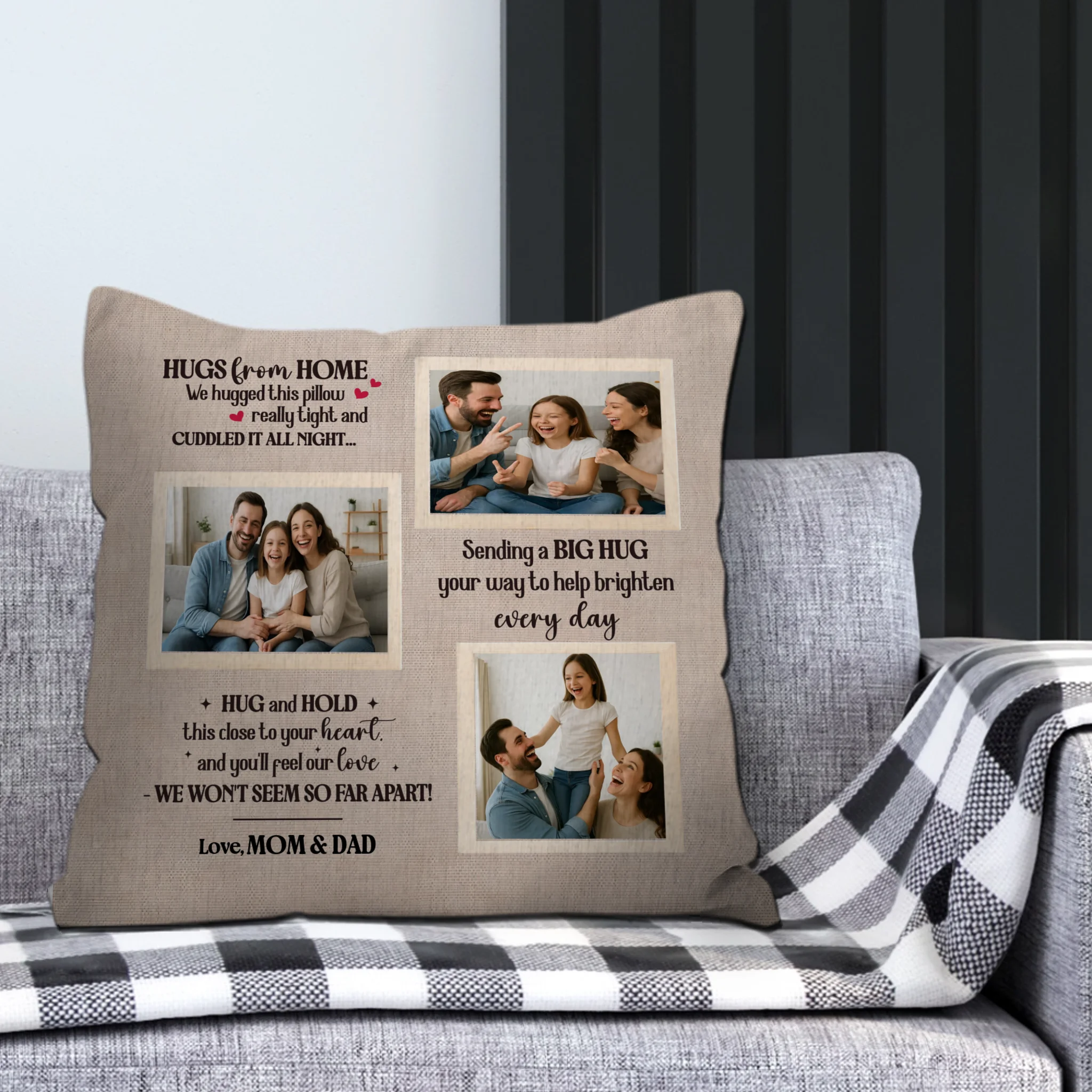 Unique Family Personalized Pillow – Hug And Hold Gift