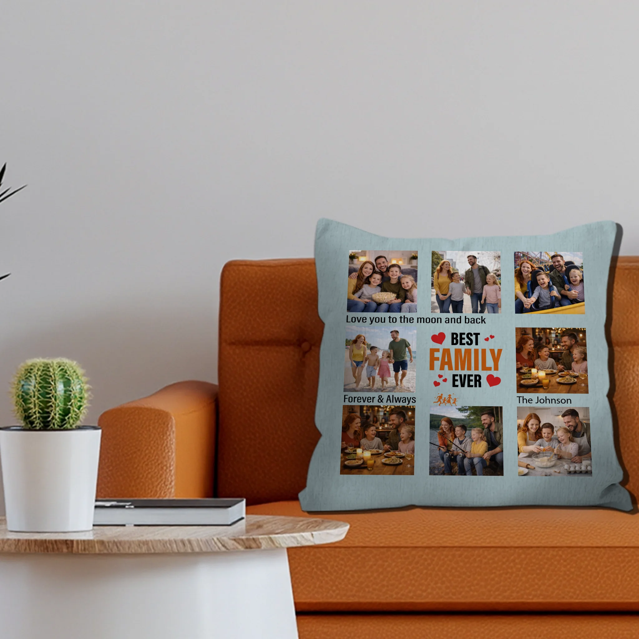 Unique Best Family Ever Throw Pillow – Forever & Always Photo Grid Gift