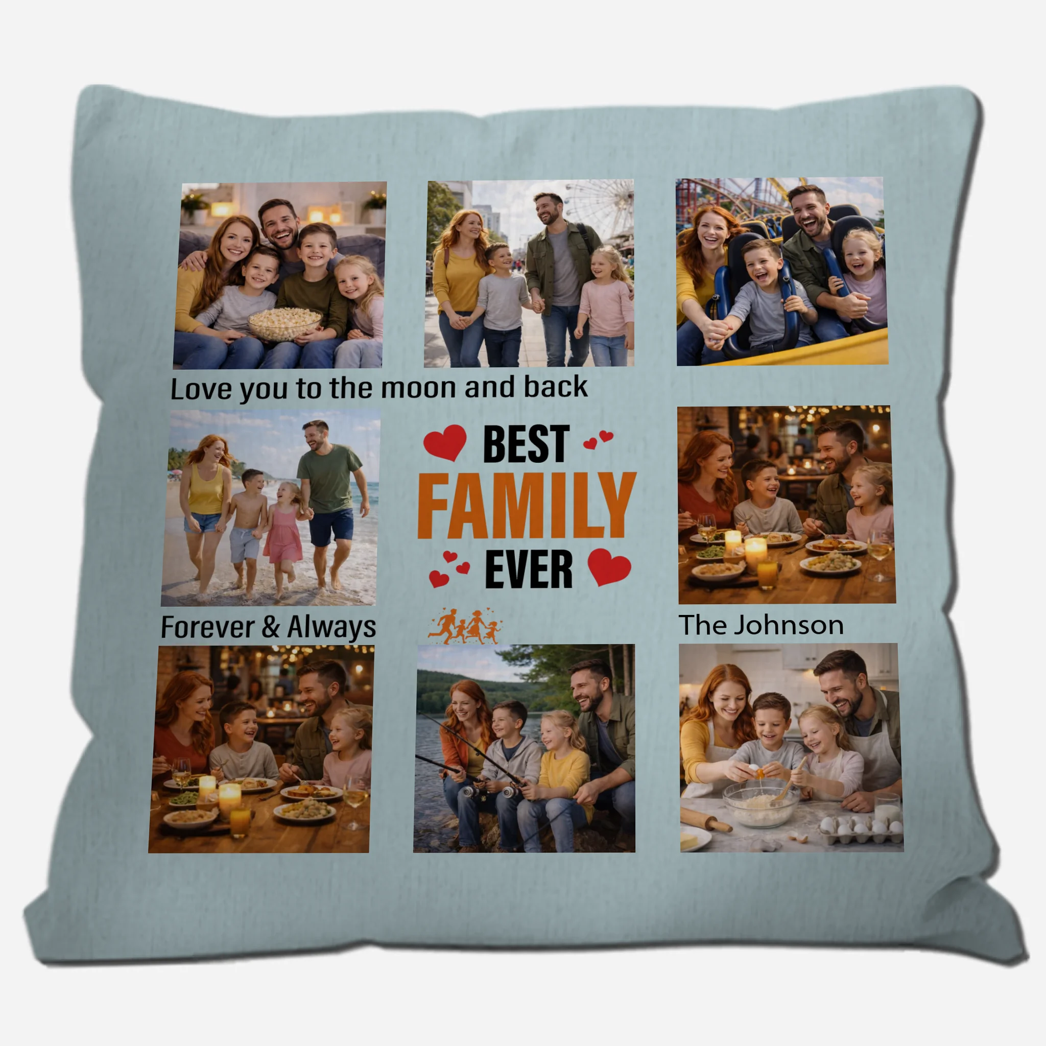 Unique Best Family Ever Throw Pillow – Forever & Always Photo Grid Gift