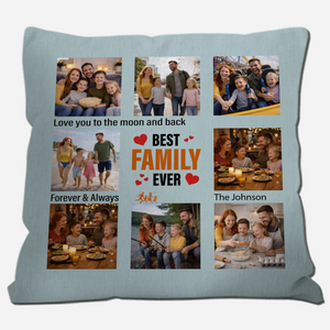 Unique Best Family Ever Throw Pillow – Forever & Always Photo Grid Gift