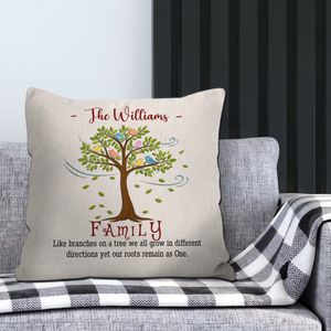 Throw Pillow With Personalized Family Name – Like Branches On A Tree Gift