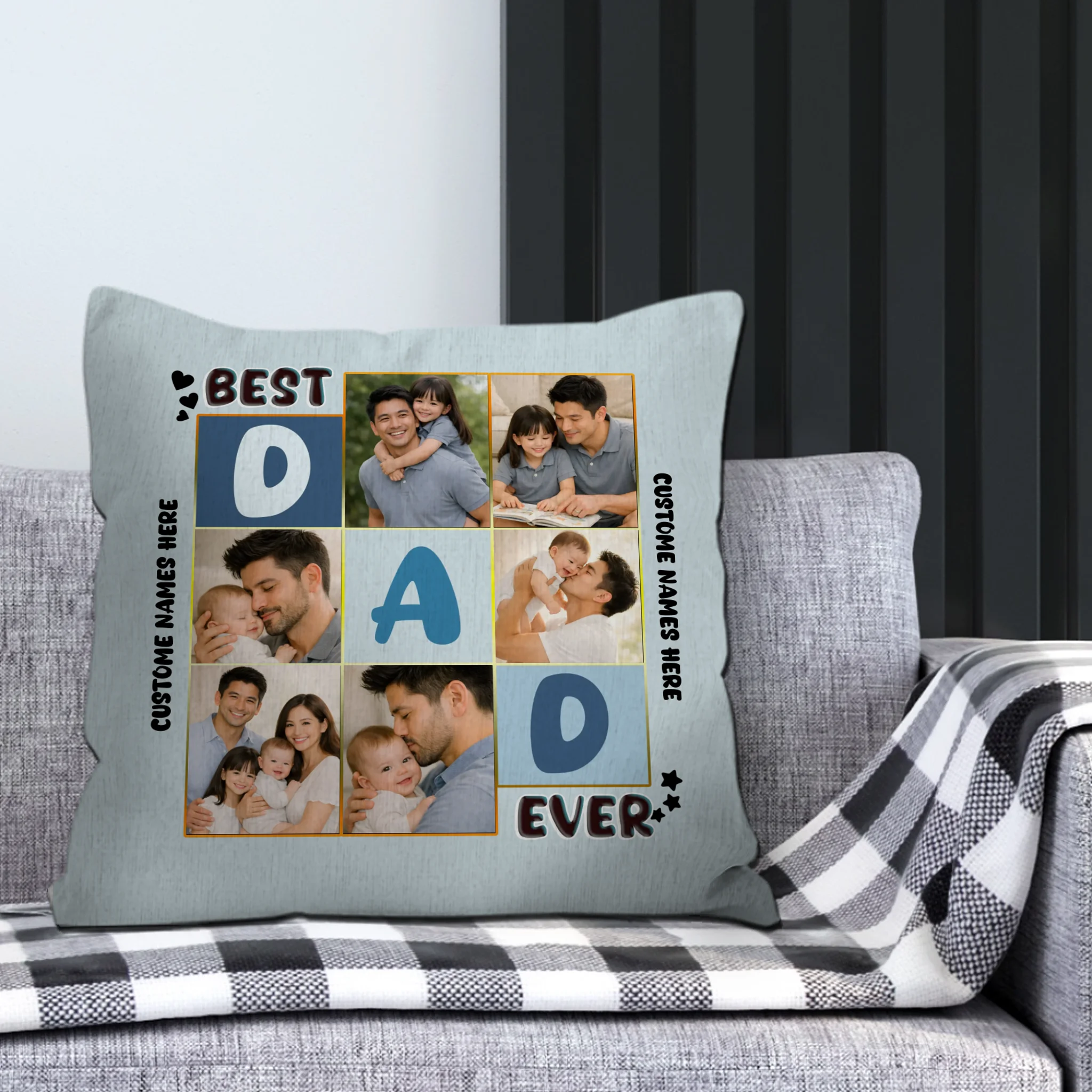 Personalized Best Dad Ever Pillow – Custom Name and Photo For Dad Gift