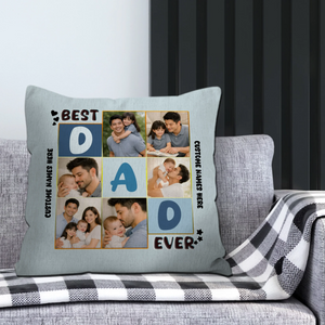 Personalized Best Dad Ever Pillow – Custom Name and Photo For Dad Gift