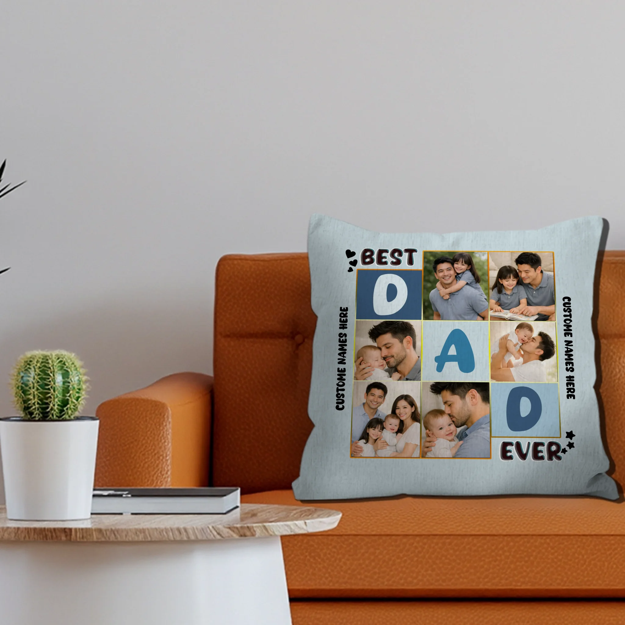 Personalized Best Dad Ever Pillow – Custom Name and Photo For Dad Gift