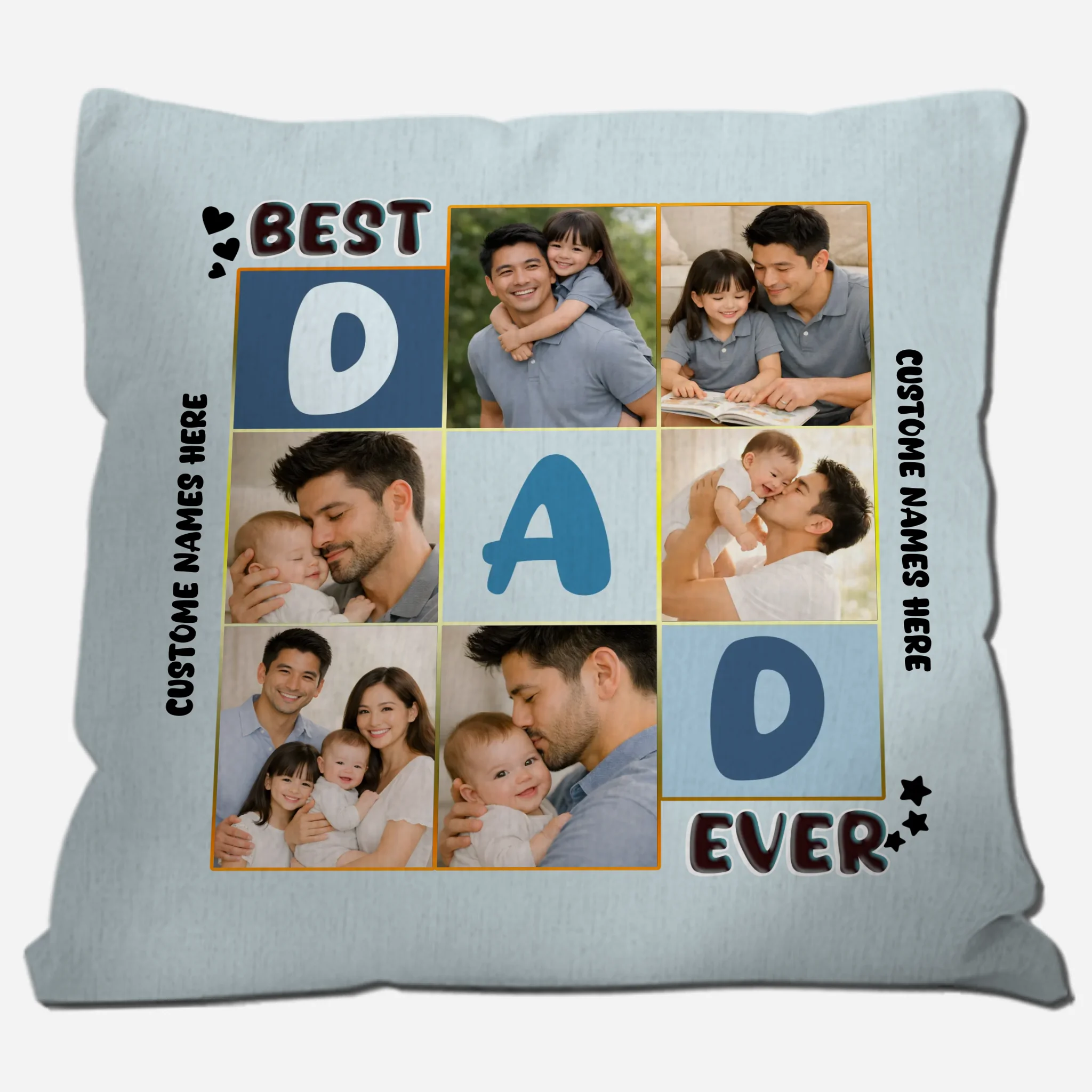 Personalized Best Dad Ever Pillow – Custom Name and Photo For Dad Gift