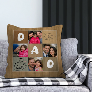Customized Wooden Grain DAD Photo Pillow – Daddy Special Present