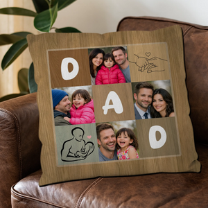 Customized Wooden Grain DAD Photo Pillow – Daddy Special Present