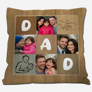 Customized Wooden Grain DAD Photo Pillow – Daddy Special Present