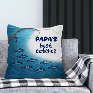 Unique Fishing Throw Pillow – Ocean Fish School Gift for Father