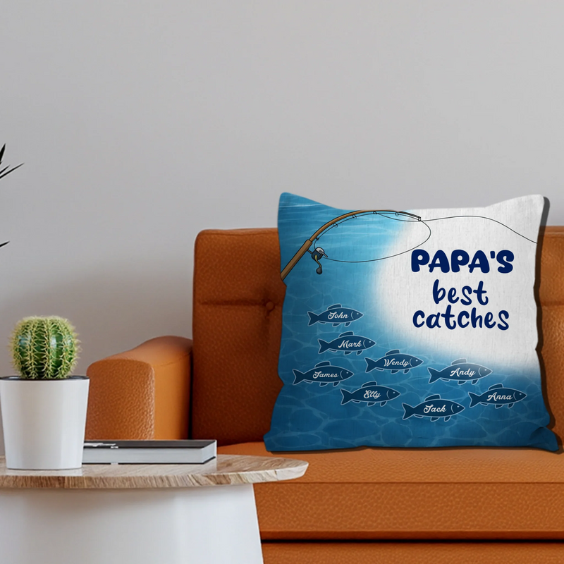 Unique Fishing Throw Pillow – Ocean Fish School Gift for Father