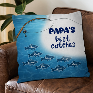 Unique Fishing Throw Pillow – Ocean Fish School Gift for Father