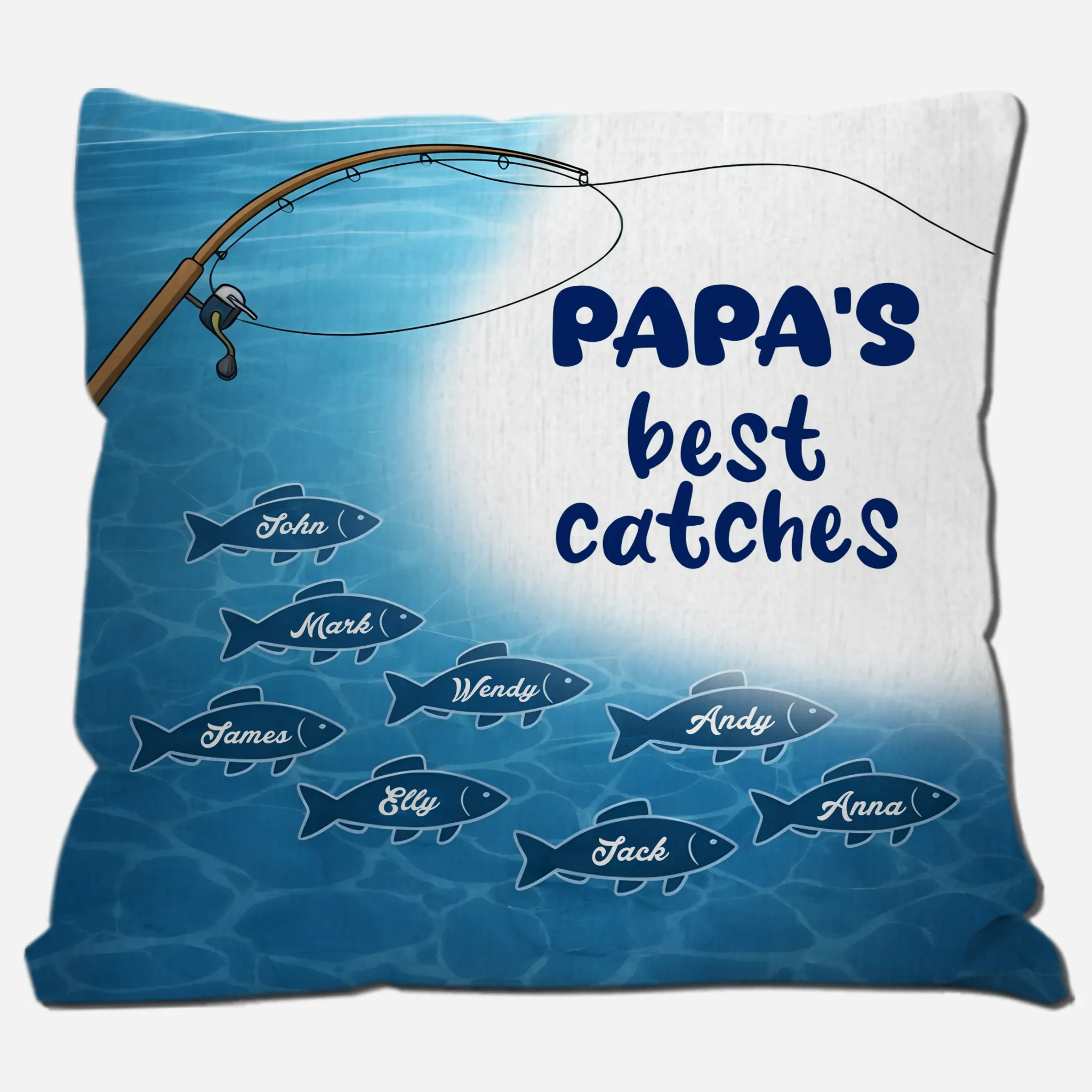 Unique Fishing Throw Pillow – Ocean Fish School Gift for Father