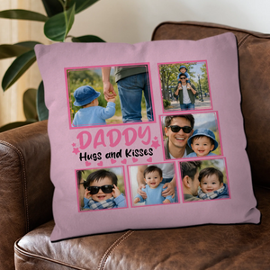 Personalized Throw Pillow For Dad – Daddy Hugs and Kisses Gift